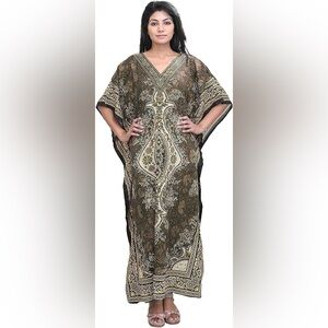 Golden kaftan mumu swim coverup - one size